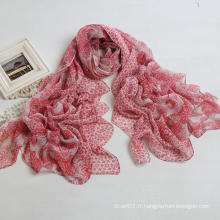 Echarpe d&#39;impression en cajou de mode Écharpe longue foulard polyester, voile rouge (PP038AL)